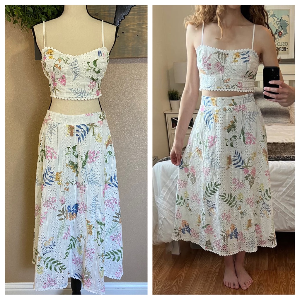 sweet at heart white floral embroidered two-piece midi dress Nox Anabel E917W Short Floral Lace Homecoming Cocktail Dress main image 1